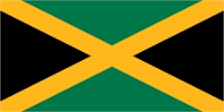 [ai] The flag of Jamaica featuring a diagonal yellow cross that divides a black field at the top and bottom and a green field in the center.